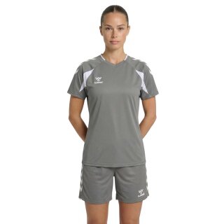 hummel Sport Shirt hmlCORE 2.0 (recycled polyester, optimal freedom of movement) grey/white ladies