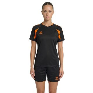 hummel Sport Shirt hmlCORE 2.0 (recycled polyester, optimal freedom of movement) black/orange ladies