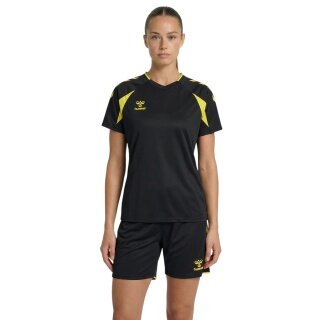 hummel Sport Shirt hmlCORE 2.0 (recycled polyester, optimal freedom of movement) black/yellow ladies