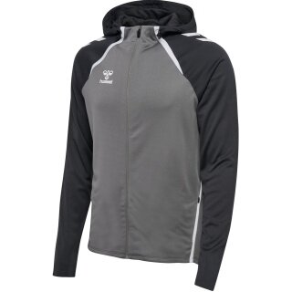 Hummel sports training jacket hmlLEAD 2.0 zip hoodie (high breathability, quick-drying) grey/black men's