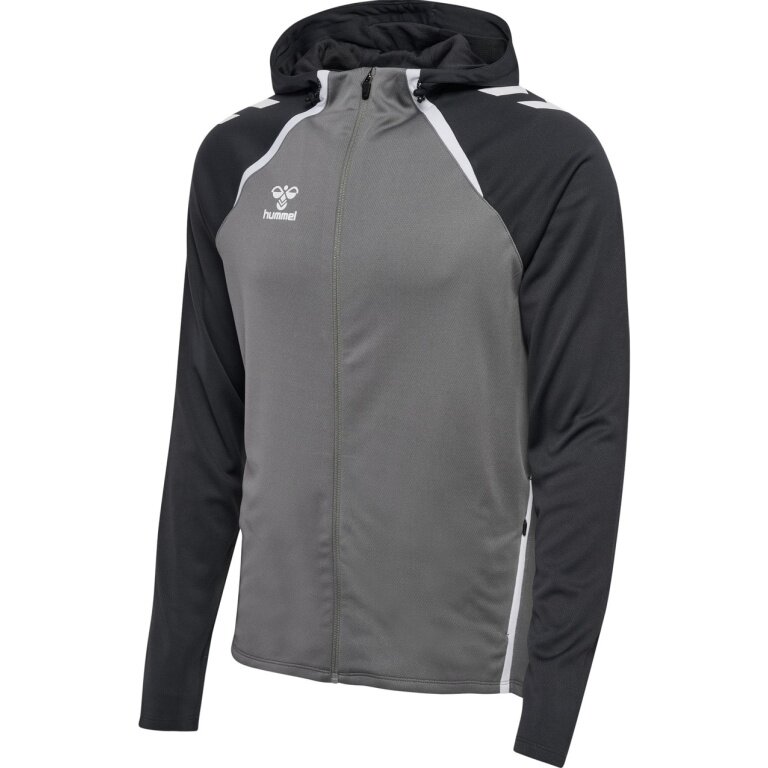 Hummel sports training jacket hmlLEAD 2.0 zip hoodie (high breathability, quick-drying) grey/black men's