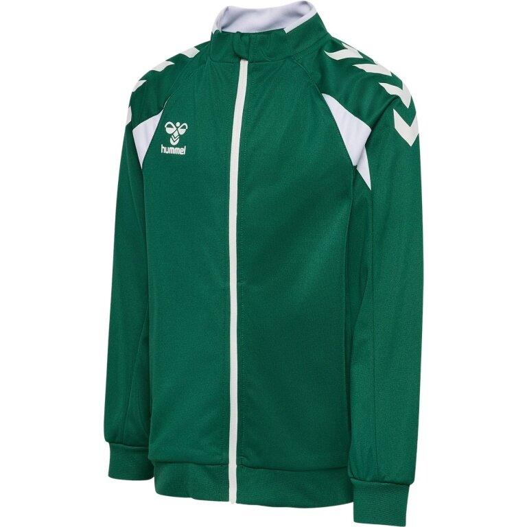 hummel Training Jacket hmlCORE 2.0 Track Zip (100% recycled Polyester) dark green/white boys