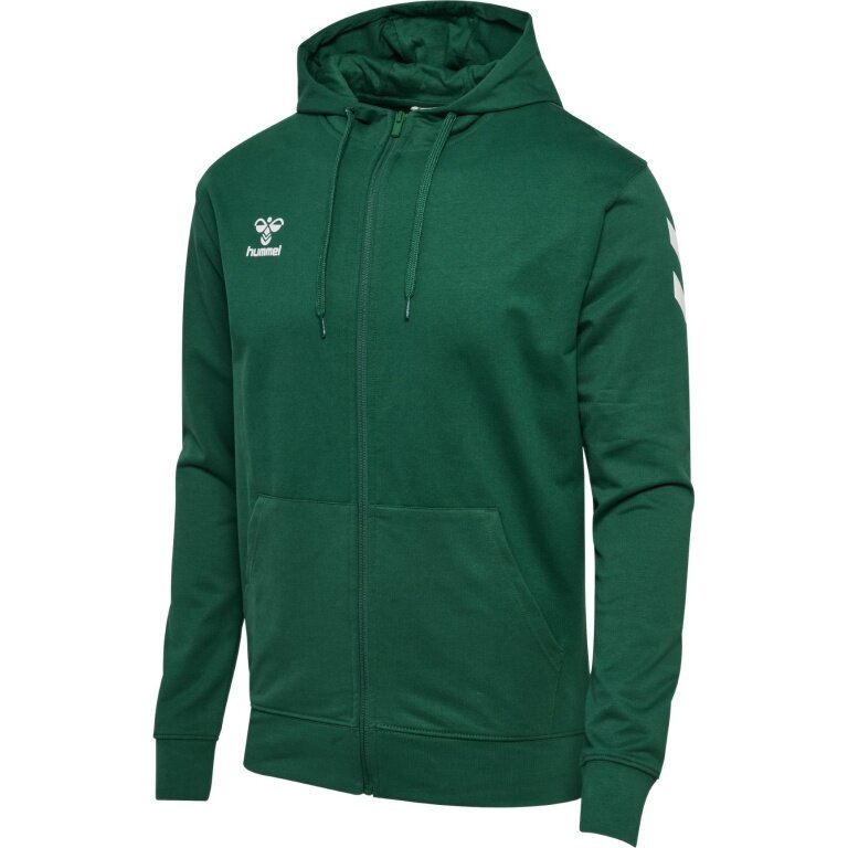 hummel Training Jacket hmlGO 2.0 Chevron Full-Zip Hoodie (Cotton, with Hood) dark green Men's