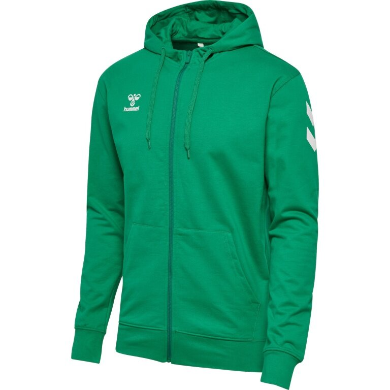 Hummel training jacket hmlGO 2.0 Chevron full-zip hoodie (cotton, with hood) green men's