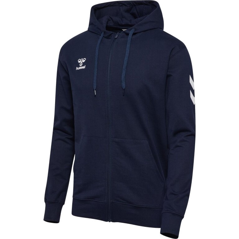 hummel Training Jacket hmlGO 2.0 Chevron Full-Zip Hoodie (Cotton, with Hood) navy blue Men's