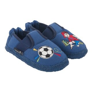 Nanga Slippers Footballer - 100% Organic Cotton - Blue Toddlers/Kids (Size 23-25)
