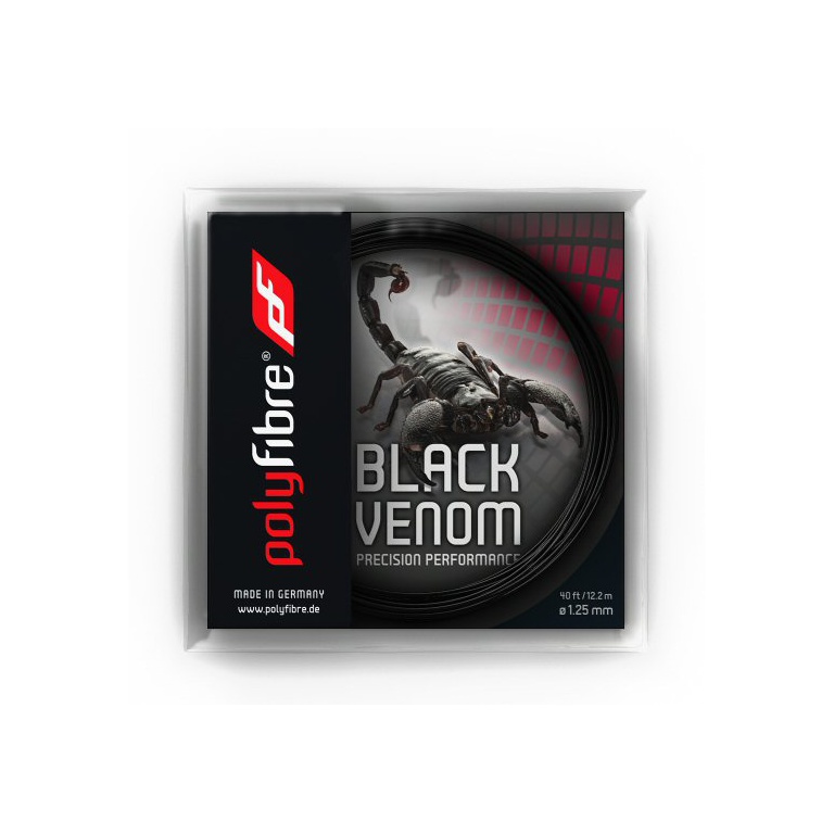 Polyfibre Tennis String Black Venom (Durability+Control) black 12m Set