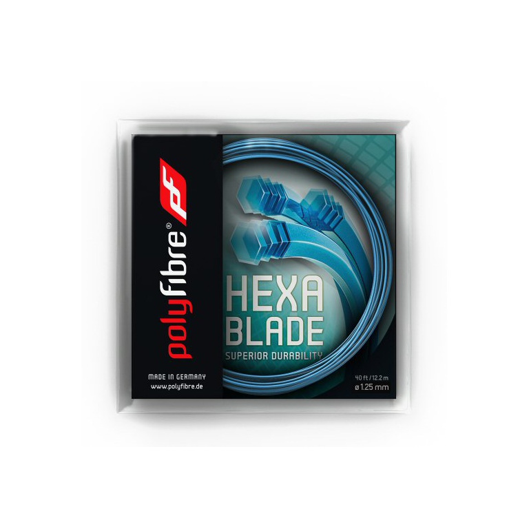 Polyfibre Tennis String Hexablade (Spin+Control) blue 12m Set