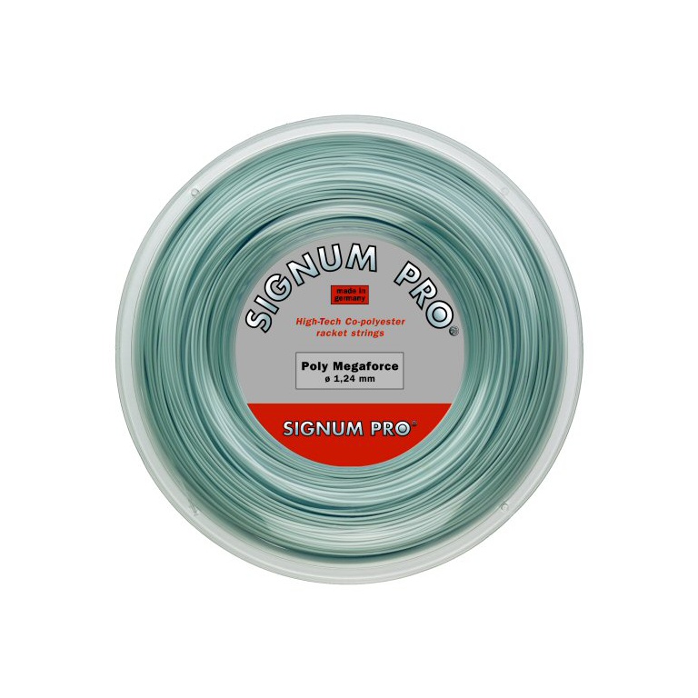Signum Pro Tennis String Poly Megaforce (Durability+Power) silver 200m roll
