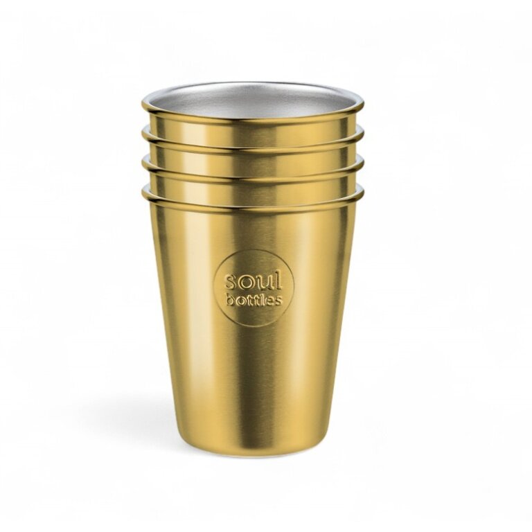 soulbottles drinking cup soulcoup steel Plain (stainless steel) 4x300ml gold