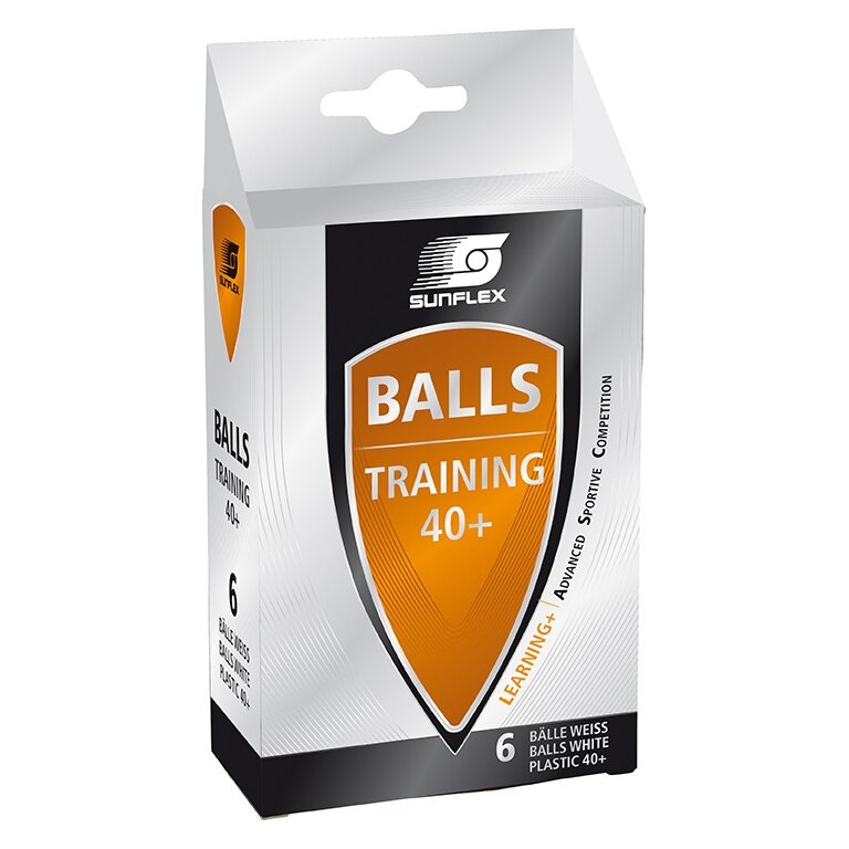 Sunflex Table Tennis Ball Training (Plastic Ball 40+) white 6-pack cardboard packaging