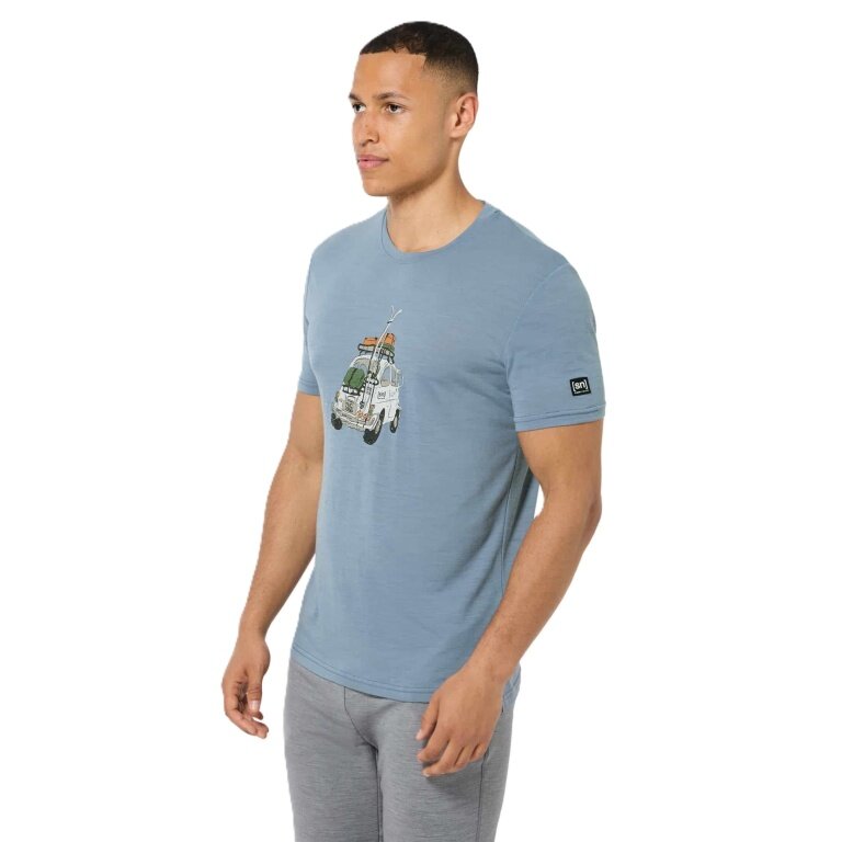 super natural leisure T-shirt Carski Tee (Merino mix) stone blue men's