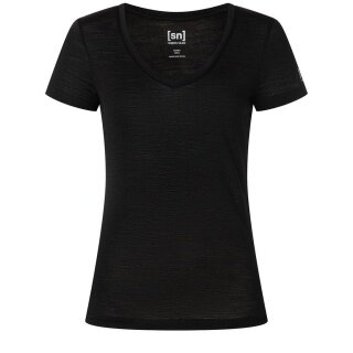 super natural Functional Underwear Short Sleeve V-Neck Sierra 140 Tee (Merino Mix) black Ladies
