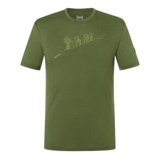 super natural walking/leisure t-shirt graphic hiking - merino wool blend - olive green men's
