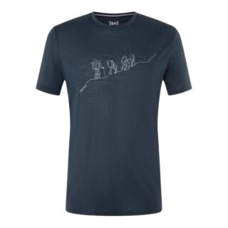 super natural Hiking/Leisure T-shirt Graphic - Merino Wool Blend - Blueberry Navy Blue Men's