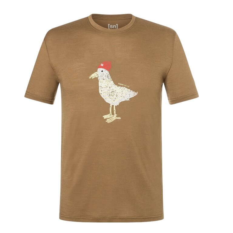 super natural leisure T-shirt Johnny Tee (Merino mix) brown men's