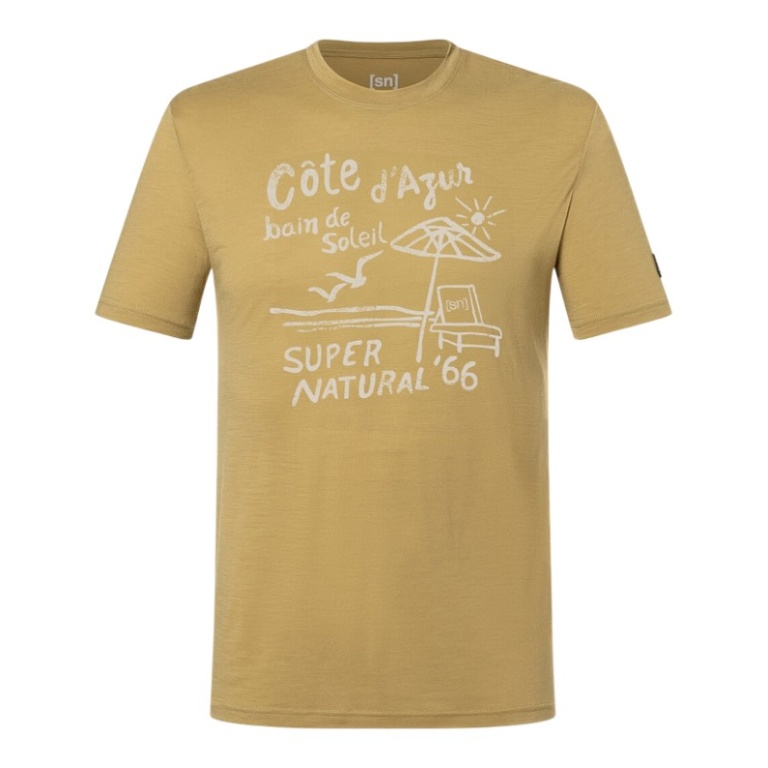 super natural leisure T-shirt Wood Cote D'Azur Tee (Merino mix) yellow men's