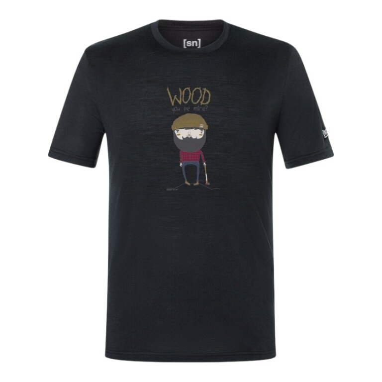 super natural leisure T-shirt Wood Crafti Tee (Merino mix) black men's