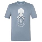 super natural Sport/Recreation Shirt Octopussy Tee (Merino Mix, Comfortable Fit) Stone Grey/Blue Men's