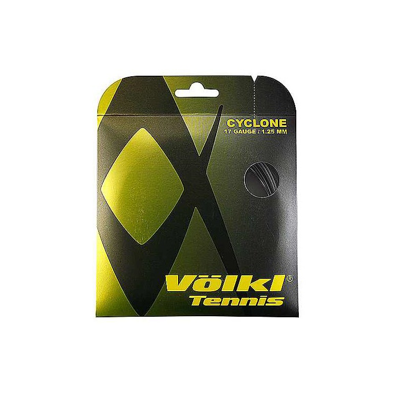 Stringing with tennis string Völkl Cyclone (Durability+Spin) black