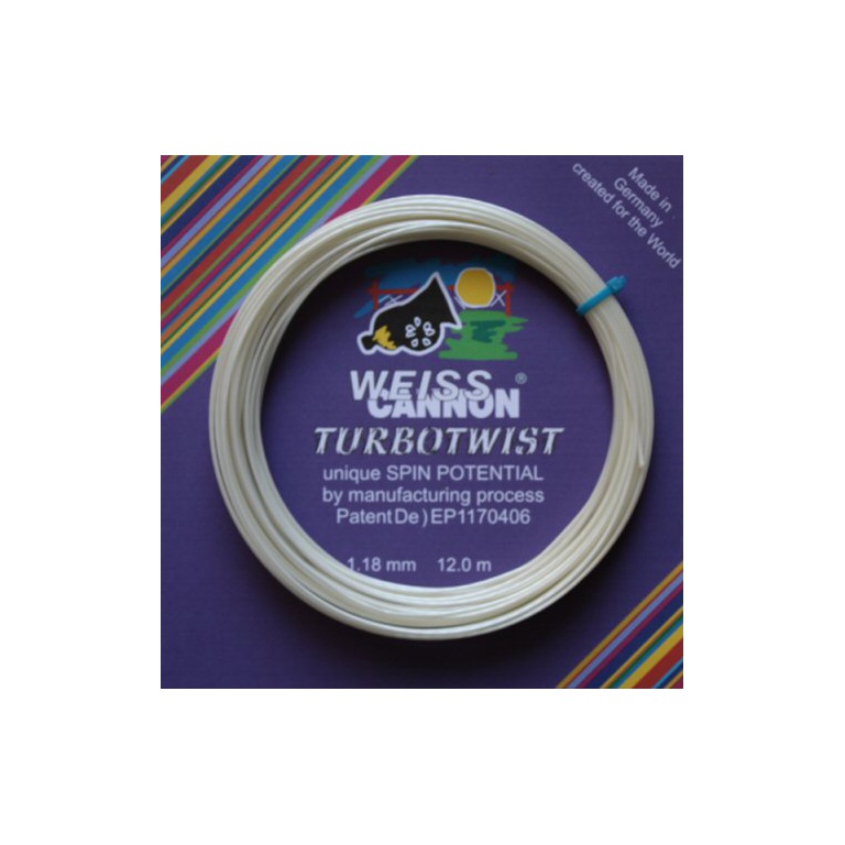 WeissCannon Tennis String Turbo Twist (Spin+Touch) white 12m Set